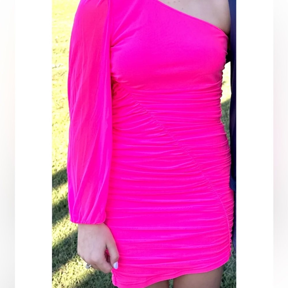 Vibrant Pink One-Shoulder Dress